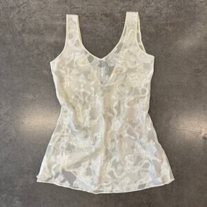 Vintage Y2K 90's Victoria's Secret Gold Label Sheer Lingerie Slip Dress Ivory M